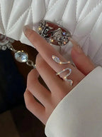 Gothic Shining Snake Ring Inlaid Adjustable Cuff Ring Unique Jewelry for Men and Women Special Party Decor