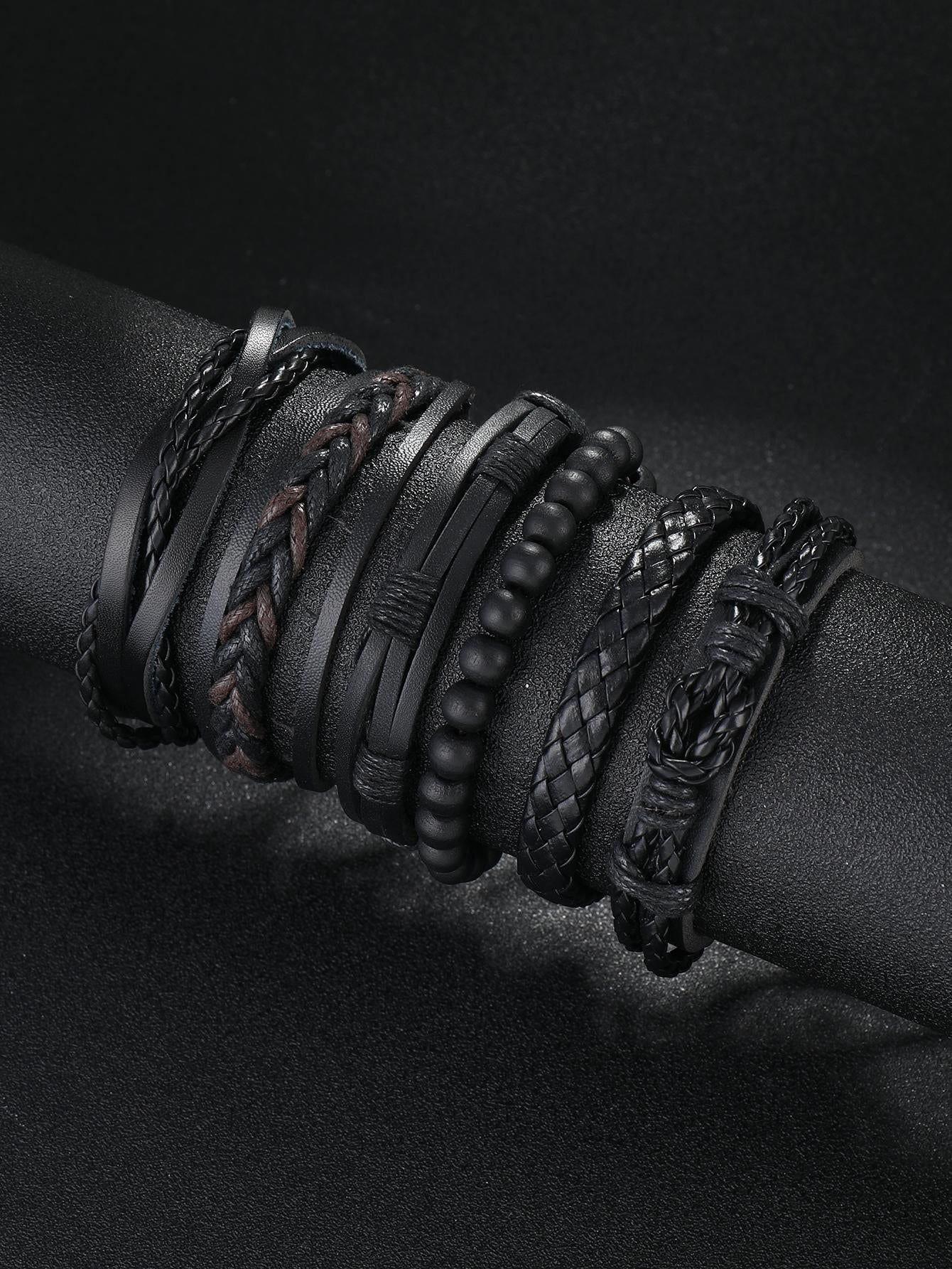 6Pcs Vintage Braided Leather Bracelet DIY Kit, Men'S Wristband Accessories Suitable for Everyday Wear, Great Gift for Friends and Family