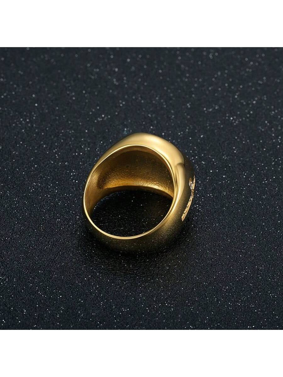 Hip Hop Maple Leaf Rhinestone Men'S Ring - Hip Hop Style Alloy Single Ring with Rhinestone Mosaic, Non-Plated Fashion Jewelry Statement Piece - for Men - Suitable for Parties & Everyday Wear - Perfect Gift for Fashion Lovers