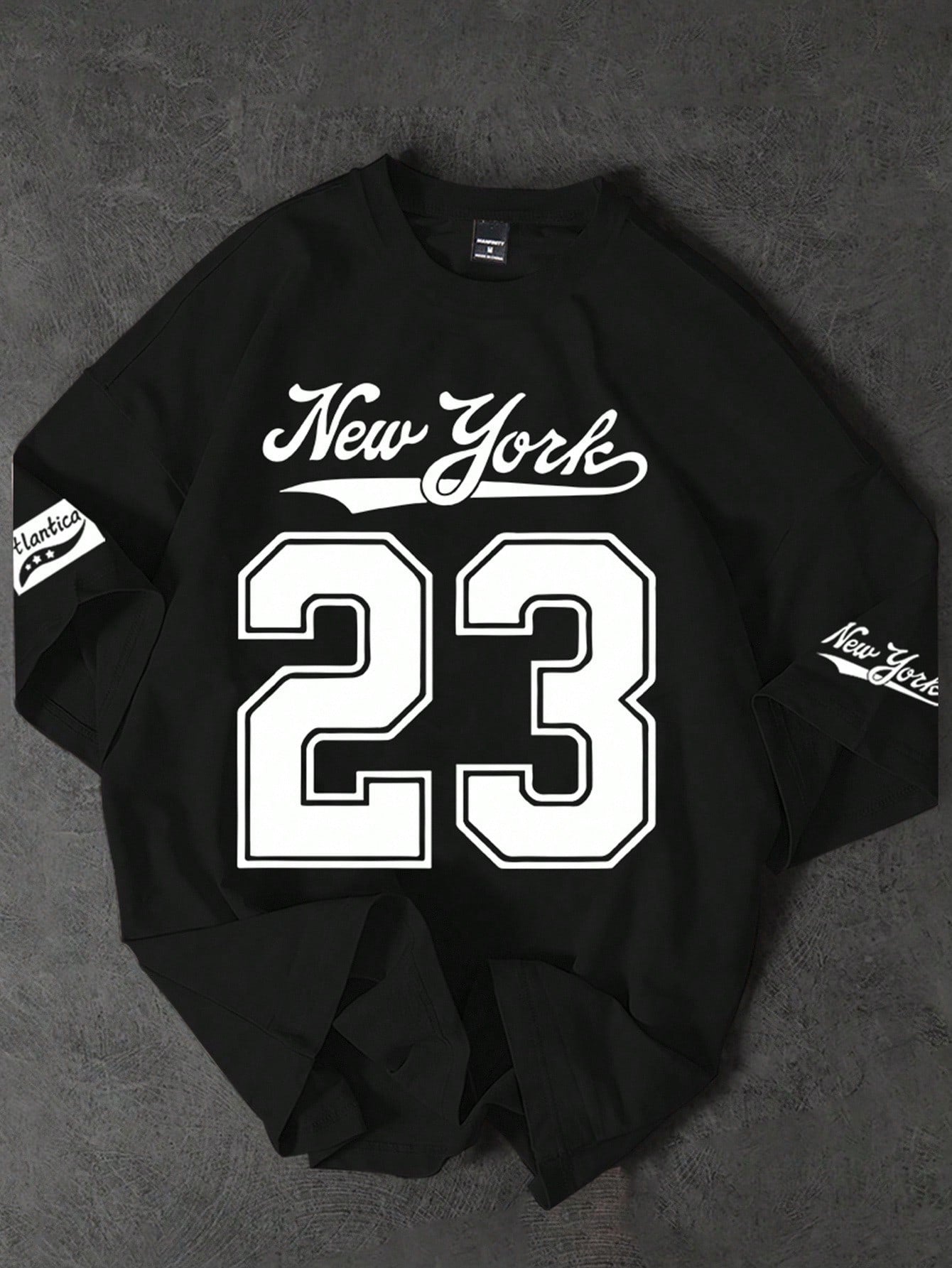 PAVTROS Manfinity Streetrush Men'S Letter Graphic Print round Neck Loose Casual Short Sleeve T-Shirt Number Jersey