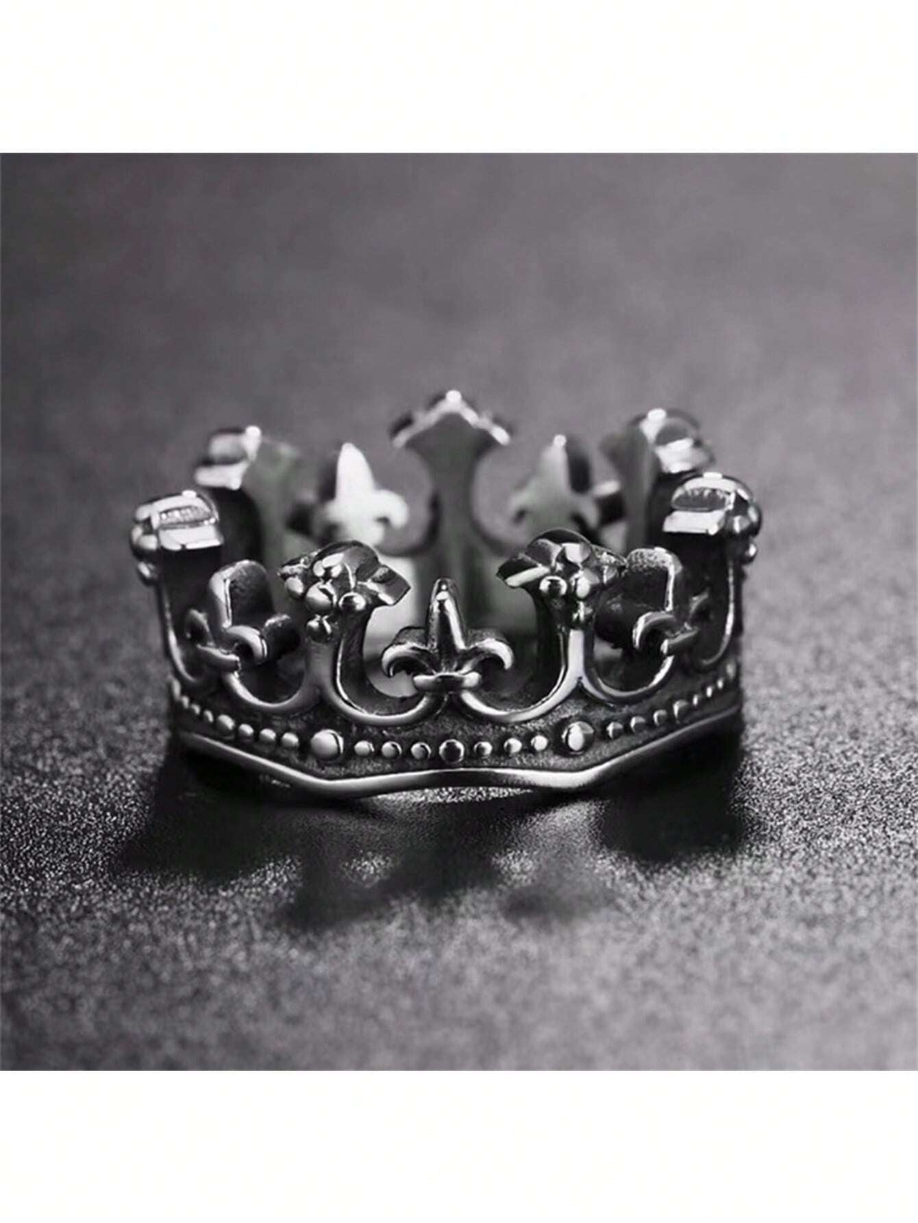 Unique Holiday Daily Wear Fashion Light Luxury Elegant Classic Retro Crown King Ring Popular Multiple Punk Minimalist Biker Men'S Ring Europe and the United States Noble Niche Flash Valentine'S Day Gift Jewellery,Mom,Mother,Mother'S Day,Gift