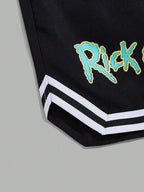 ROMWE MEN Rick and Morty | ROMWE Men Cartoon & Letter Graphic Striped Trim Drawstring Waist Basketball Shorts, School
