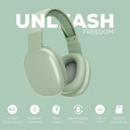 Wireless over Ear Bluetooth Headphones with Microphone - Wireless Headset -Noise Reduction - Bluetooth, Wired,Built in Micro SD for Travel, Home, Work Tv,Pc,Gaming,Cellphone (Mint)