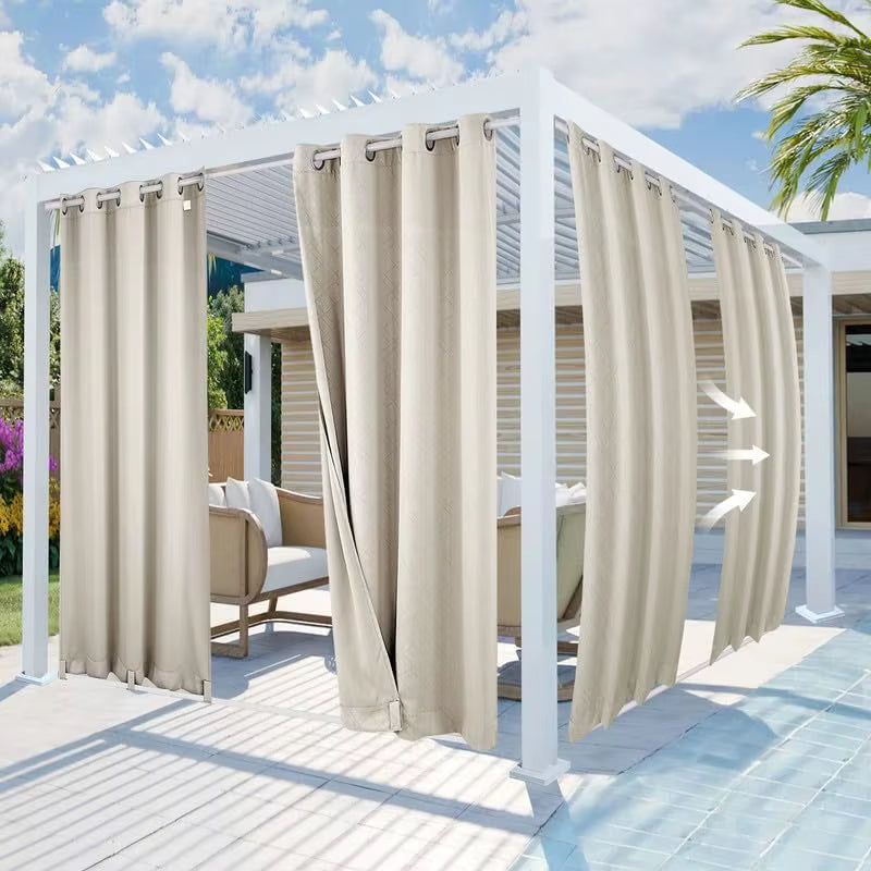Outdoor Curtains Waterproof Garden Uv Exterior Curtain Sunlight Blackout Curtain for Patio Porch Pergola Covered Terrace Gazebo
