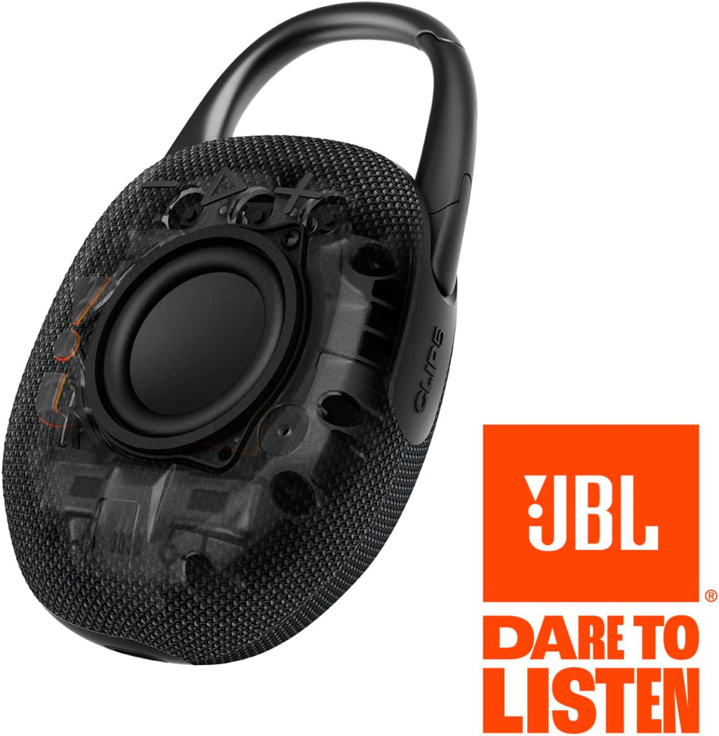 Clip 5 - Ultra-Portable, Waterproof & Dustproof Bluetooth Speaker, Big Pro Sound with Punchy Bass, Integrated Carabiner, up to 12 Hours of Play, Made in Part with Recycled Materials (Black)