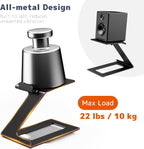 Desktop Speaker Stands Pair, Speaker Riser for Most Small & Medium Bookshelf Speakers, Computer Speakers, and Studio Monitors, Cantilevered Speaker Stand with Vibration Absorption Pad, Black