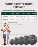 Extra Thick Yoga Ball Exercise Ball, 5 Sizes Gym Ball, Heavy Duty Ball Chair for Balance, Stability, Pregnancy, Quick Pump Included