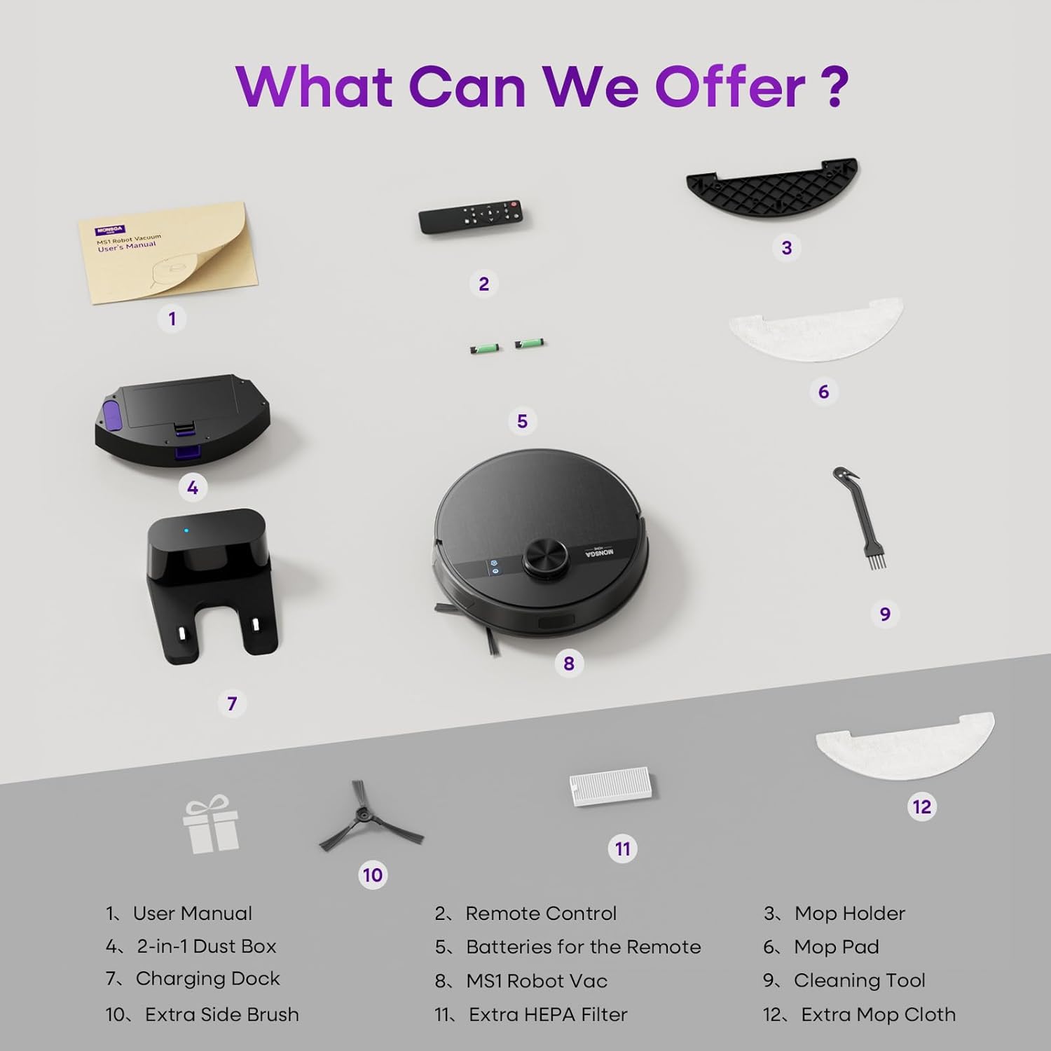 Robot Vacuum and Mop Combo, 5000Pa Robotic Vacuum with Lidar Navigation, 180Mins Runtime, Tangle-Free Robot Mop, 5 Editable Maps, App/Remote/Voice Control, Ideal for Hard Floors and Carpets