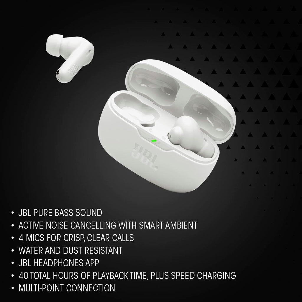 Vibe Beam 2 - True Wireless Noise Cancelling Earbuds Pure Bass Sound & Smart Ambient Technology, 4Mics for Crisp, Clear Calls, up to 40Hrs of Playback, IP54 Dust & Water Resistant (Black)