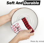 Red Black Buffalo Plaid Snowman Xmas Trees Christmas Kitchen Towels Dish Towels, 18X26 Inch Daily Seasonal Winter Decoration Hand Towels Set of 4