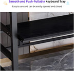 Music Studio Recording Desk with 1 Piano Keyboard Tray, Music Production Workstation, Home Office Furniture Wooden Table (Black Board + Black Frame, 63 Inches)