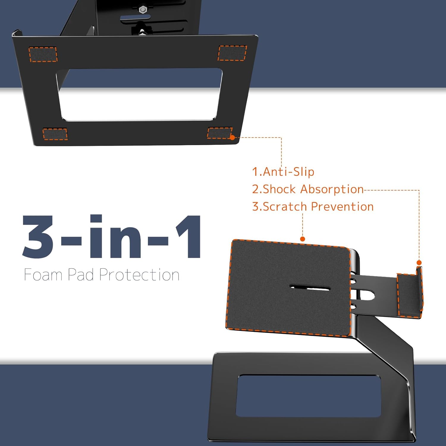 Desktop Speaker Stands Pair, Speaker Riser for Most Small & Medium Bookshelf Speakers, Computer Speakers, and Studio Monitors, Cantilevered Speaker Stand with Vibration Absorption Pad, Black