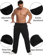 Men'S Lightweight Sweatpants Open Bottom Sweat Pants for Men Straight Leg Gym Sweatpants Lounge Pants with Pockets