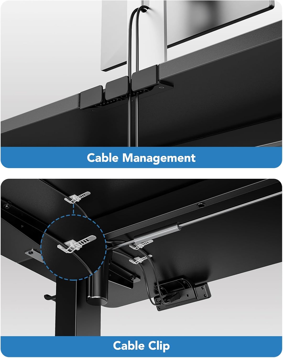 48" X 24" Electric Standing Desk Adjustable Height, 4 Memory Height Settings, Headphone Hook, Cable Manager, Sit Stand up Desk for Home Office & Computer Workstation, Black