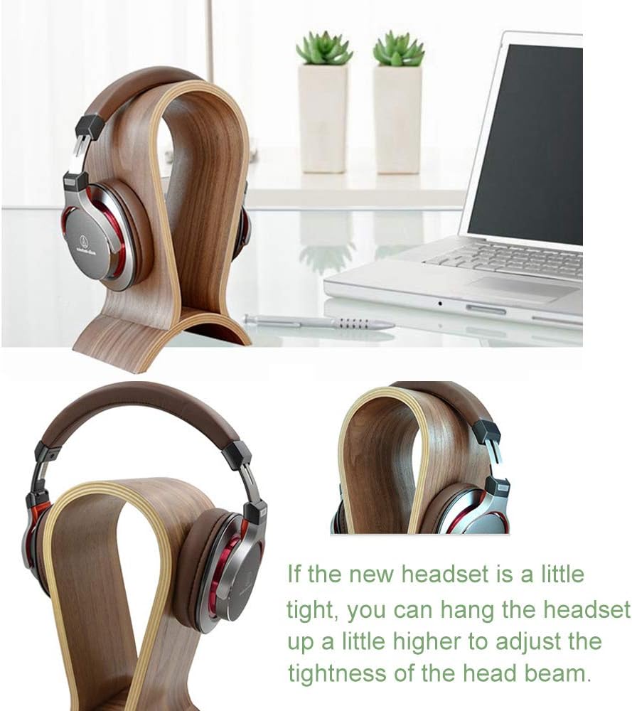 Headphone Stand Wood, Headset Stand for Desk, Walnut Gaming Headphone Holder Compatible for Sennheiser, Bose, Beats, Razer, AKG, Airpod Max, Hyperx, Sony PS4 Et.