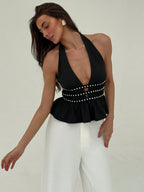 Aloruh Women'S Casual Minimalist Halter Halter Top, Daily Wear Concert Women Rave Festival Country Concert Ibiza Nashville Western Wear Women Western Boho Streetwear Tropical Gyaru Western Wear Women Western Gyaru Streetwear