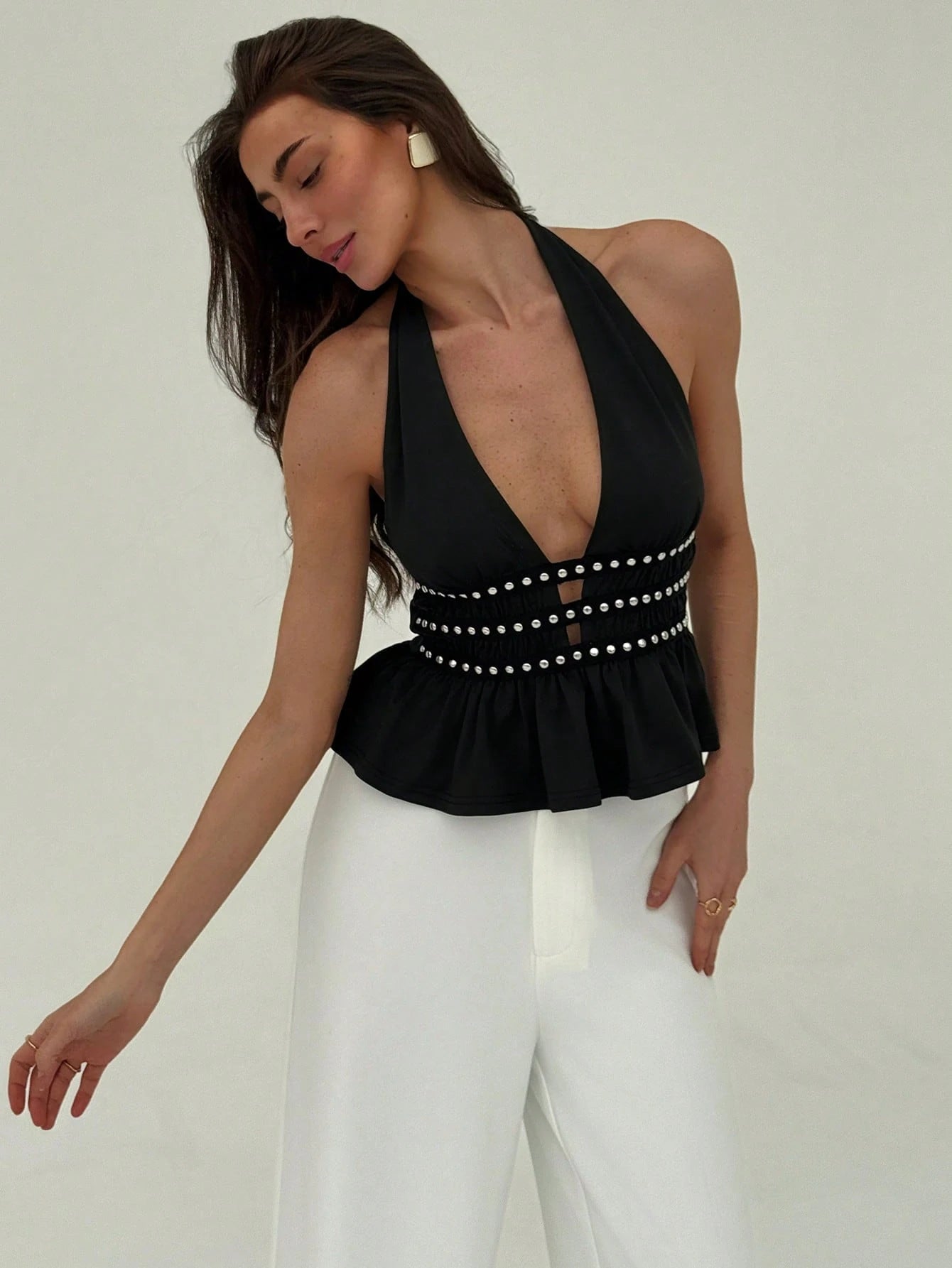 Aloruh Women'S Casual Minimalist Halter Halter Top, Daily Wear Concert Women Rave Festival Country Concert Ibiza Nashville Western Wear Women Western Boho Streetwear Tropical Gyaru Western Wear Women Western Gyaru Streetwear