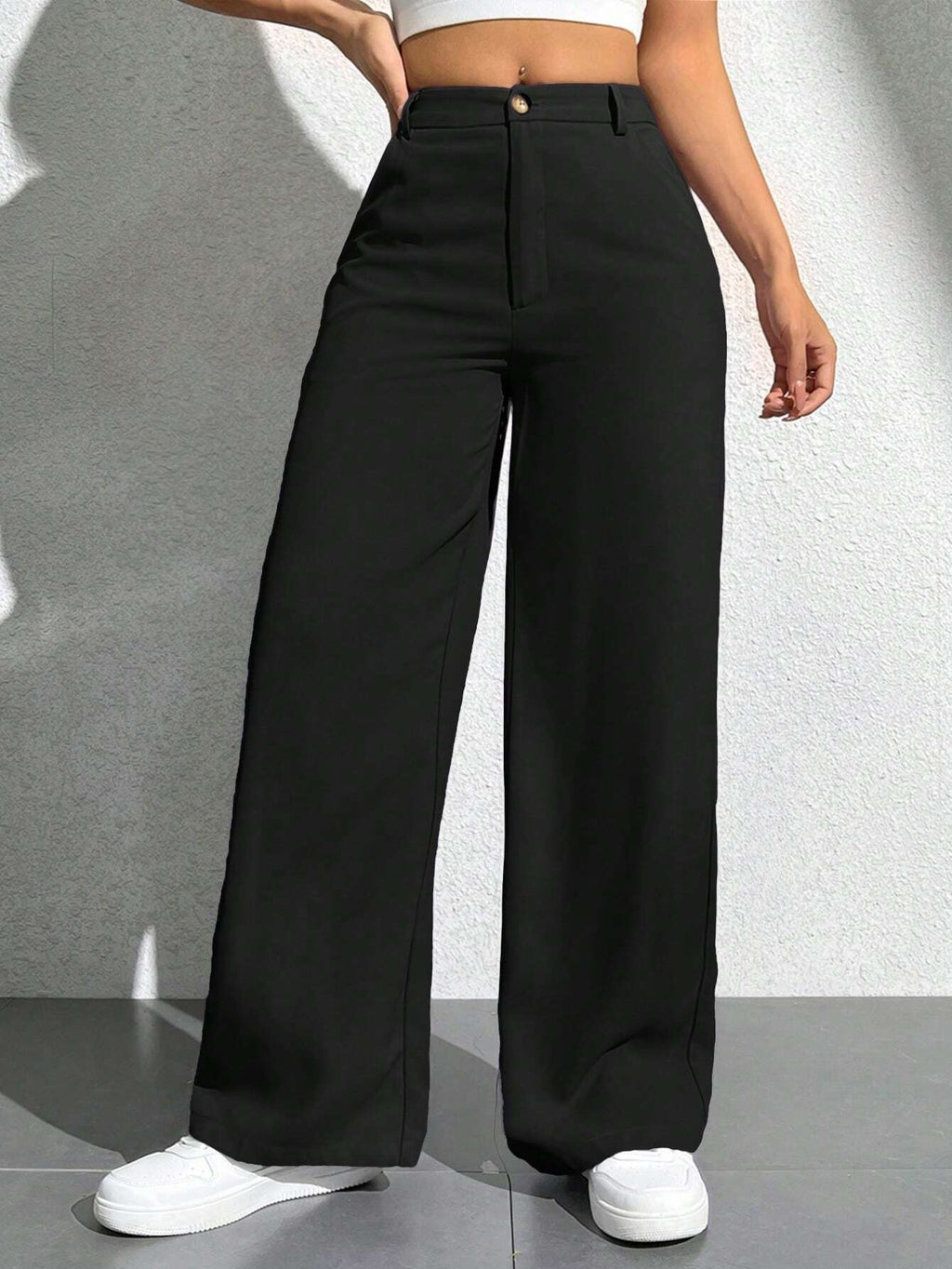PETITE Ladies' Solid Color Simple Everyday Casual Trousers