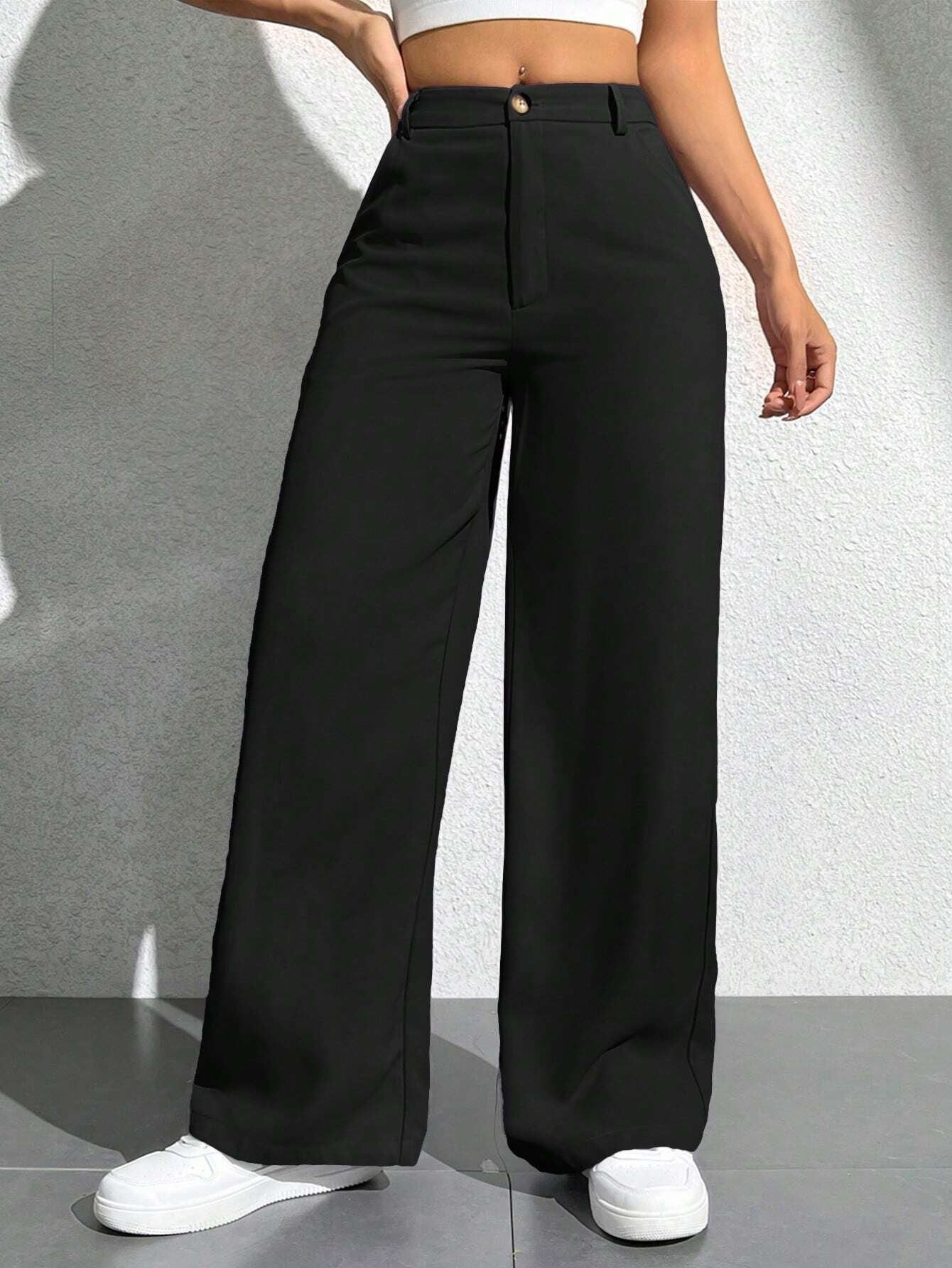 PETITE Ladies' Solid Color Simple Everyday Casual Trousers