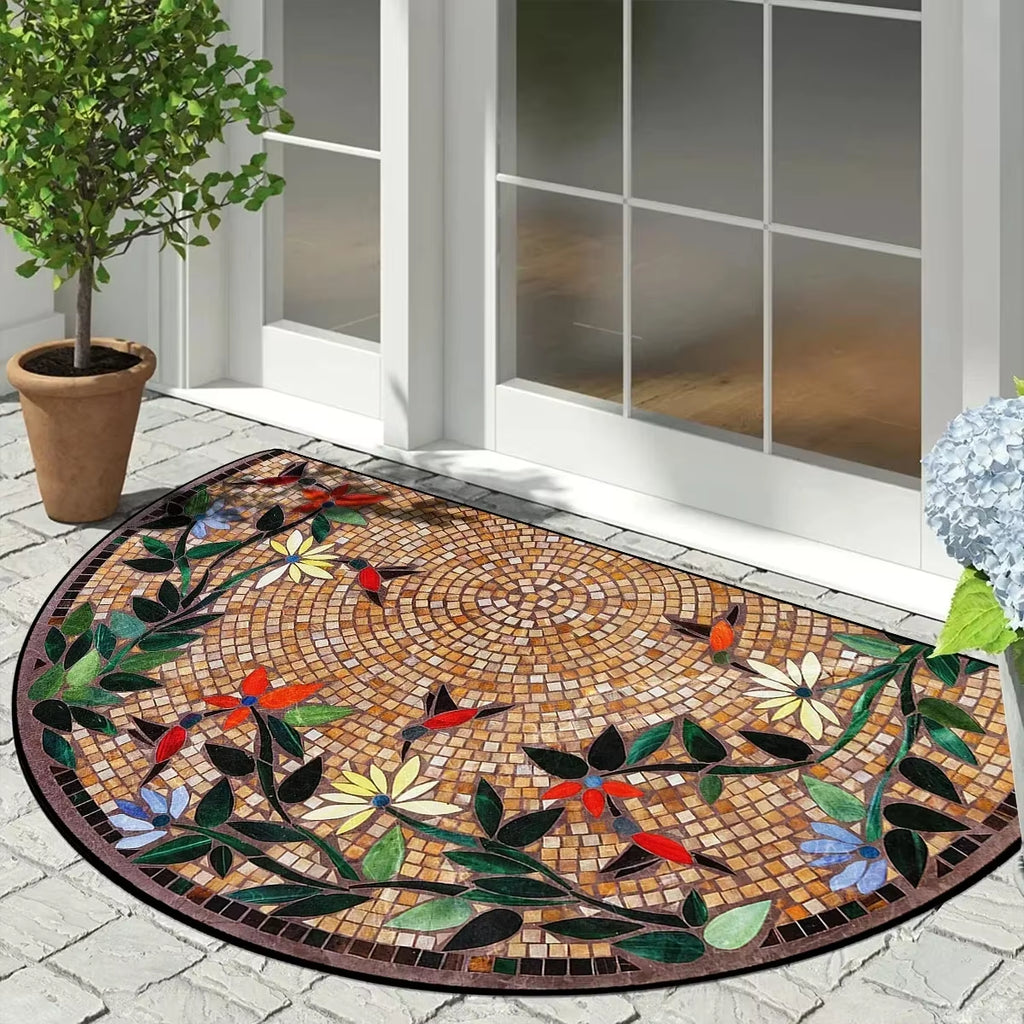 VIKAMA Summer American-Style Retro Anti-Slip Entrance Door Mat, Wear-Resistant Entrance Hall Absorbent Carpet, Home Decoration