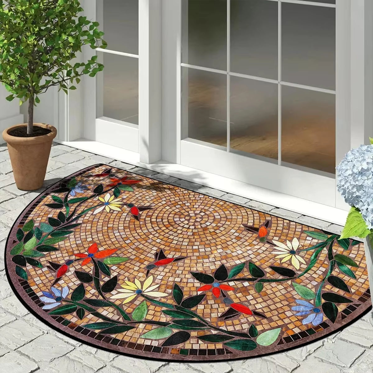 VIKAMA Summer American-Style Retro Anti-Slip Entrance Door Mat, Wear-Resistant Entrance Hall Absorbent Carpet, Home Decoration