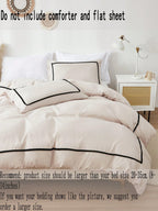 Beige Duvet Cover Set Boho Farmhouse Bedding Set 3 Pieces Mini Black Pom Pom Decor Beige Comforter Cover Soft Microfiber Pom Pom Comforter Cover for Boys Girls 1 Duvet Cover 2 Pillowcases No Comforter