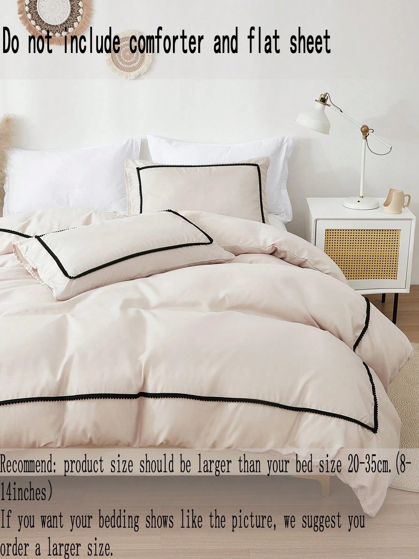 Beige Duvet Cover Set Boho Farmhouse Bedding Set 3 Pieces Mini Black Pom Pom Decor Beige Comforter Cover Soft Microfiber Pom Pom Comforter Cover for Boys Girls 1 Duvet Cover 2 Pillowcases No Comforter