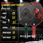 Heavyweight Champ T700 Triple-Layer Raw Carbon Fiber + Carbon Friction Surface 16Mm Tennis-Shaped Aerodynamics *Gen 3.5 All-Court Pickleball Paddle* // Hall of Famer 18K *Control+Spin Paddle*