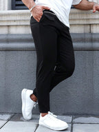 Manfinity Homme Men'S Casual Solid Color Tapered Suit Pants