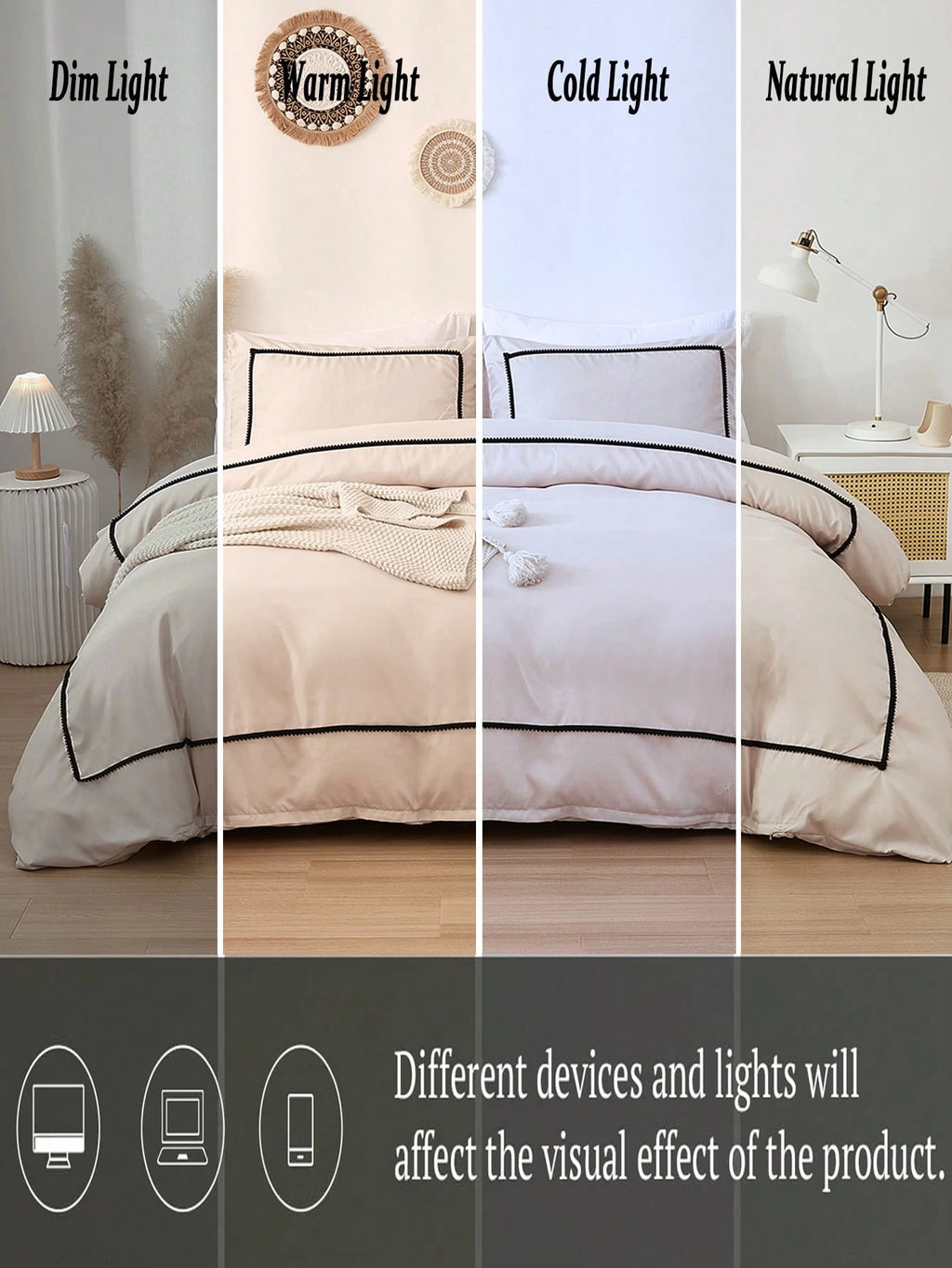 Beige Duvet Cover Set Boho Farmhouse Bedding Set 3 Pieces Mini Black Pom Pom Decor Beige Comforter Cover Soft Microfiber Pom Pom Comforter Cover for Boys Girls 1 Duvet Cover 2 Pillowcases No Comforter