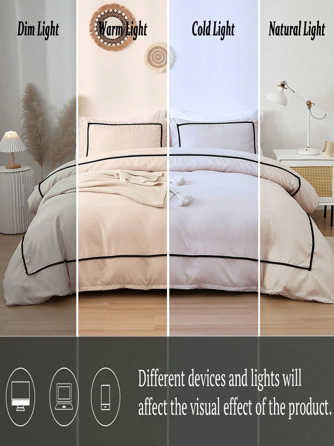 Beige Duvet Cover Set Boho Farmhouse Bedding Set 3 Pieces Mini Black Pom Pom Decor Beige Comforter Cover Soft Microfiber Pom Pom Comforter Cover for Boys Girls 1 Duvet Cover 2 Pillowcases No Comforter