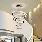 LED Big Crystal Chandeliers Modern 5 Rings Pendant Light Adjustable Ceiling Light for Bedroom Dinning Room Kitchen (Multicolor,Control by Switch)