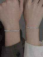 2Pcs/Set Stainless Steel Couples Heart-Shaped Bracelet, Fashionable Design Valentines