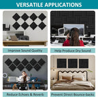 Thickened 12 X 12 X 3 Inch Acoustic Foam Panels in Diffusion Pattern, 32 Pcs High Density Sound Absorbing Foam Diffuser, Soundproof 3D Wall Padding Tiles for Recording Studio Home Office