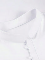 A Solid Color Small Stand up Collar Casual Button up Half Cardigan Muslim Men'S Traditional Worship Robe Clothing