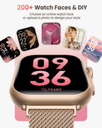 Smart Watch for Women Men Fitness: Smart Watch for Iphone&Android Bluetooth Call with Spo2 Sleep Heart Rate Monitor,Ip68,Fitness Tracker with 120+Sport,Reloj Inteligente 30 Day+Battery Life, 2 Bands