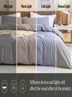 Grey Duvet Cover Set Boho Farmhouse Bedding Set 3 Pcs Solid Colour Super Soft Breathable Microfiber Duvet Cover Set (1 Duvet Cover + 2 Pillow Shams, No Filling) Gifts for Women&Men