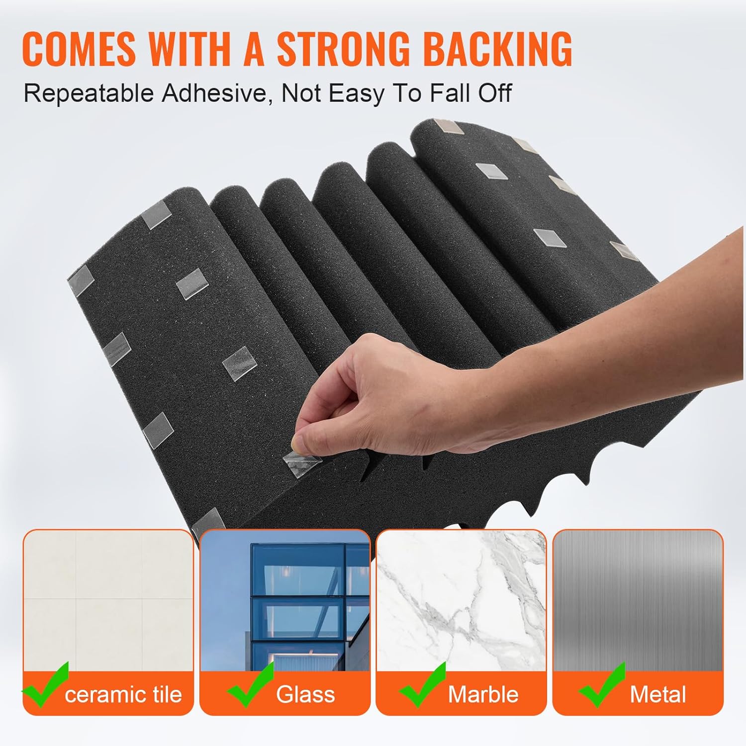 Acoustic Foam Panels, 4 Pack 16.5 X 6.3 X 12 Inches, Adhesive High Density Soundproof Wall Panels,Fire-Resistant Acoustic Panel,Sound Dampening Absorbing Panel for Studio Wall and Ceiling,Black