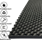 2 PCS Acoustic Panels,48''X24''X2'' Egg Crate Foam Soundproof Foam Wall Panels,High Density Fireproof Noise Cancelling Foam Studio Foam Panel,Noise (Black)