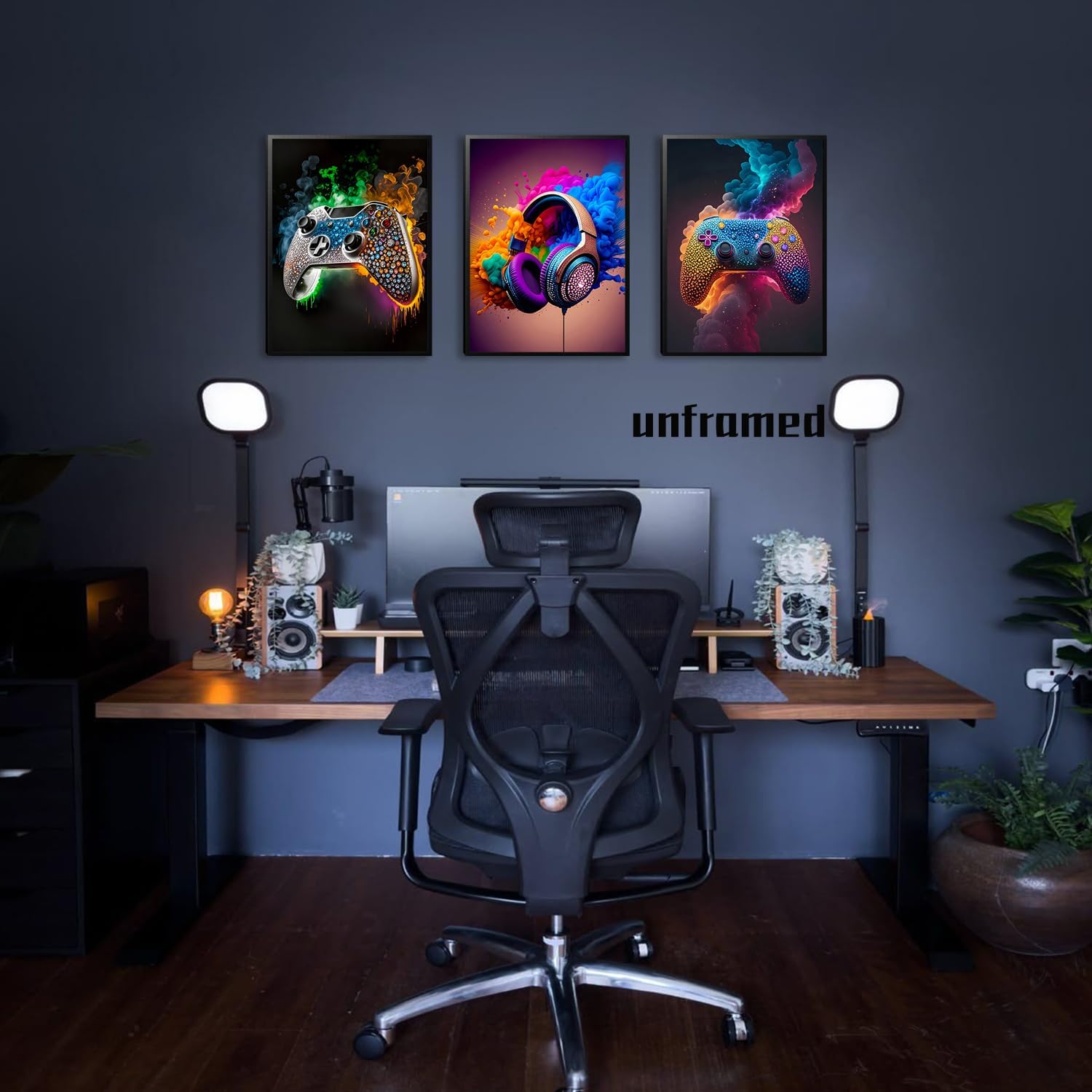 Gaming Room Canvas Wall Art Set of 3, Game Posters Wall Decor, Gamer Paintings Picture Print for Boys Room Kids Game Room Bedroom Boys Home Decoration 12X16 in Unframed
