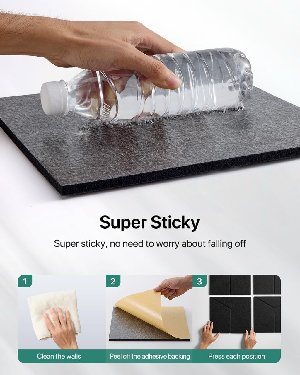 Sound Proof Foam Panels, 12 Pack Self Adhesive, High Density Soundproofing for Walls, Home Studio, Living Room 12" X 10" X 0.4" Y-Line Black