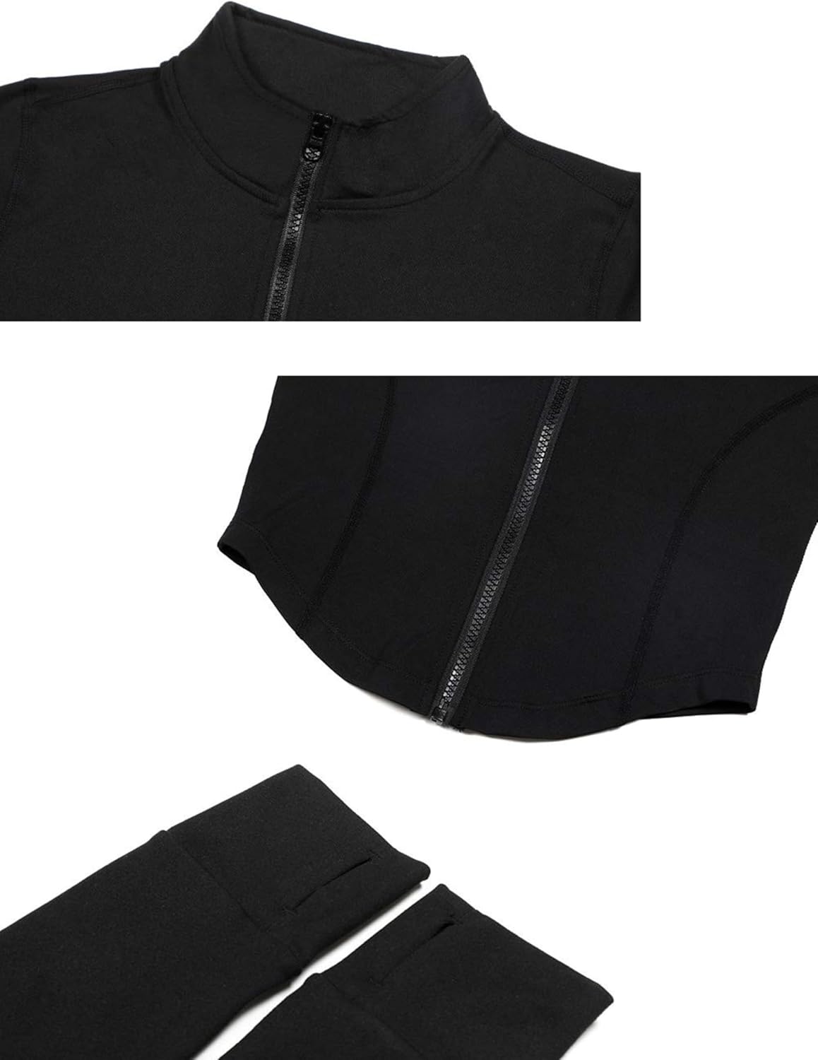 Womens Lightweight Full Zip Running Track Jacket Workout Slim Fit Yoga Sportwear with Thumb Holes