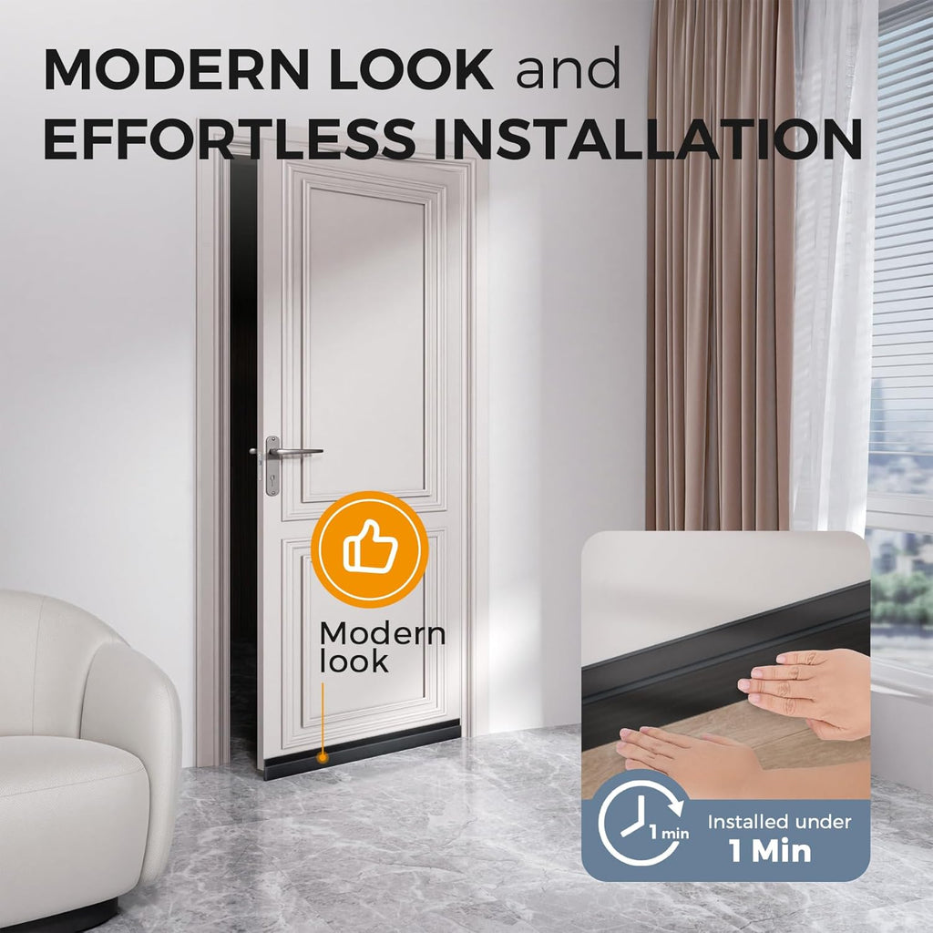 2 Pack under Door Draft Stopper, Home Improvement, Weather Stripping Door Seal, Bottom of Door Sweep, Garage Window Blocker Noise Dust Insulation Draft Guard, 39" L, Black