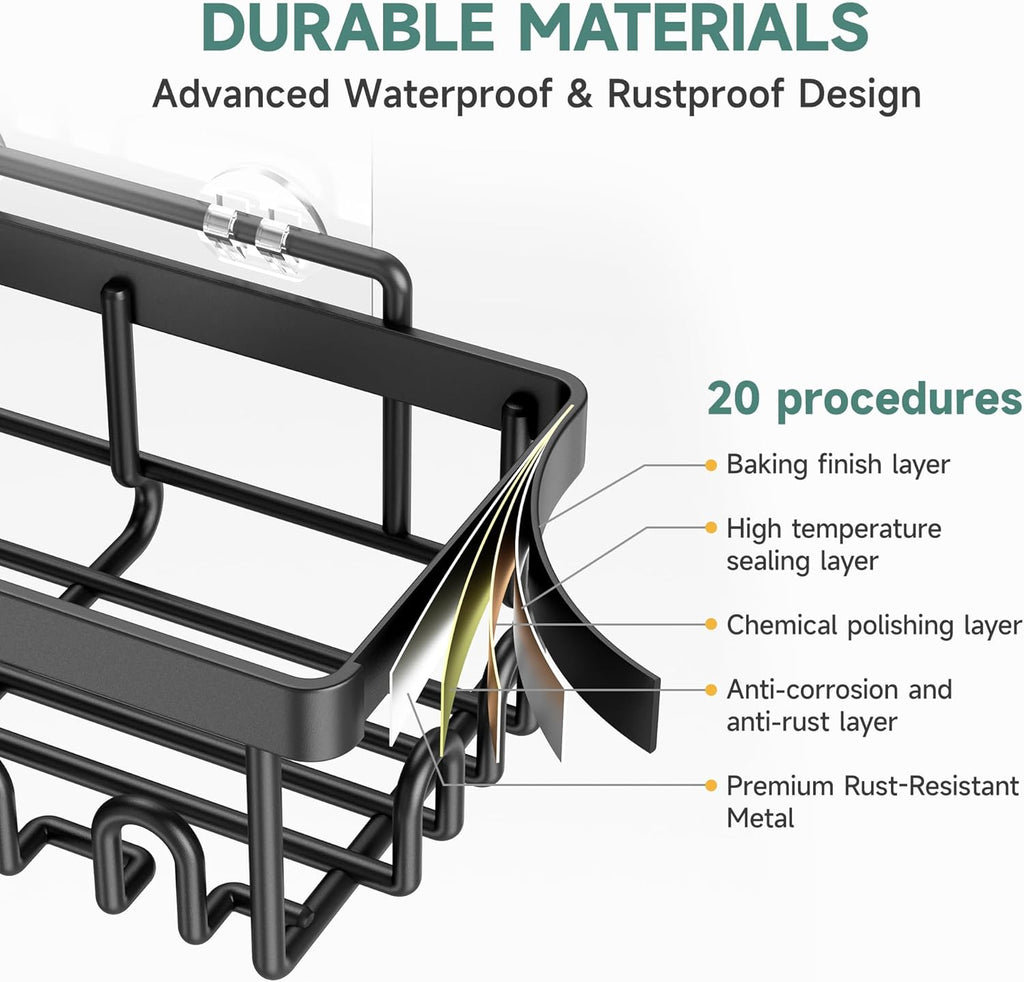 Rustproof Shower Caddy 6-Pack, No Drilling & Waterproof Adhesive Shower Shelves Rack with Soap Holder, Large Capacity Bathroom Organizers and Storage, Wall-Mounted Kitchen & Home Decor