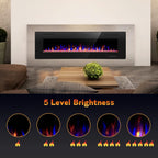 60" Recessed and Wall Mounted Electric Fireplace, Low Noise, Fit for 2 X 6 Stud, Remote Control with Timer, Touch Screen, Adjustable Flame Color and Speed, 750-1500W