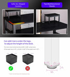 Music Studio Recording Desk with 1 Piano Keyboard Tray, Music Production Workstation, Home Office Furniture Wooden Table (Black Board + Black Frame, 63 Inches)