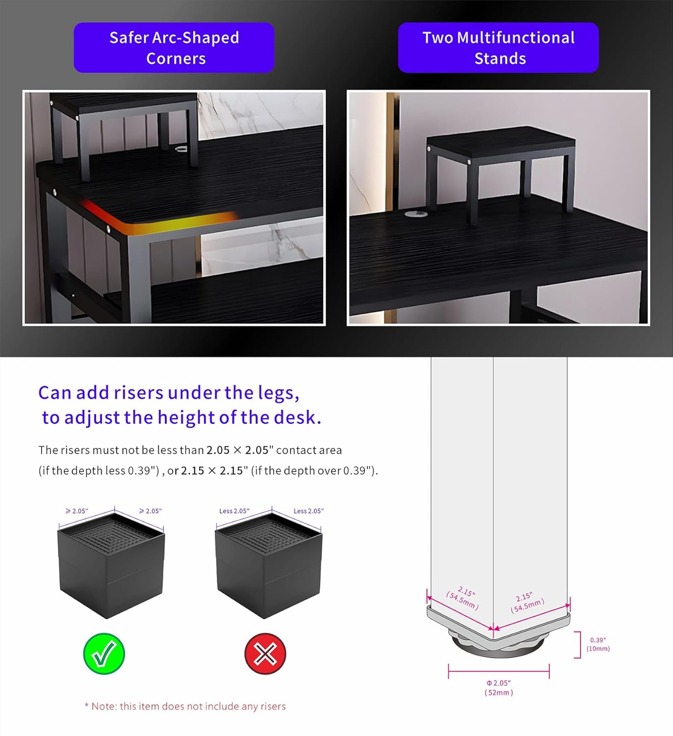 Music Studio Recording Desk with 1 Piano Keyboard Tray, Music Production Workstation, Home Office Furniture Wooden Table (Black Board + Black Frame, 63 Inches)