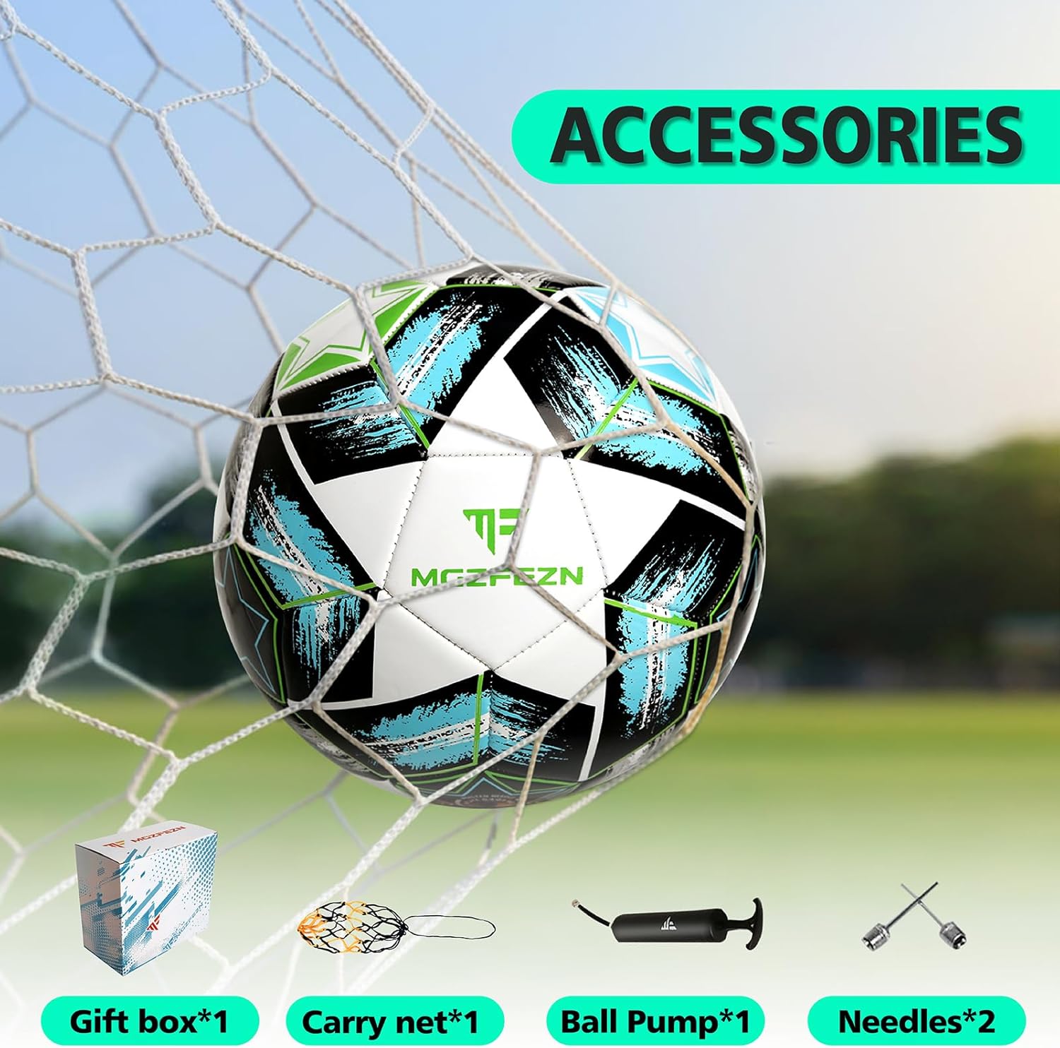 Soccer Ball Size 5&Size 3 for Youth and Adults,Indoor Training Practice Soccer Ball,Gift Idea for Kid with 1 Pump 1 Net Bag and 2 Needle