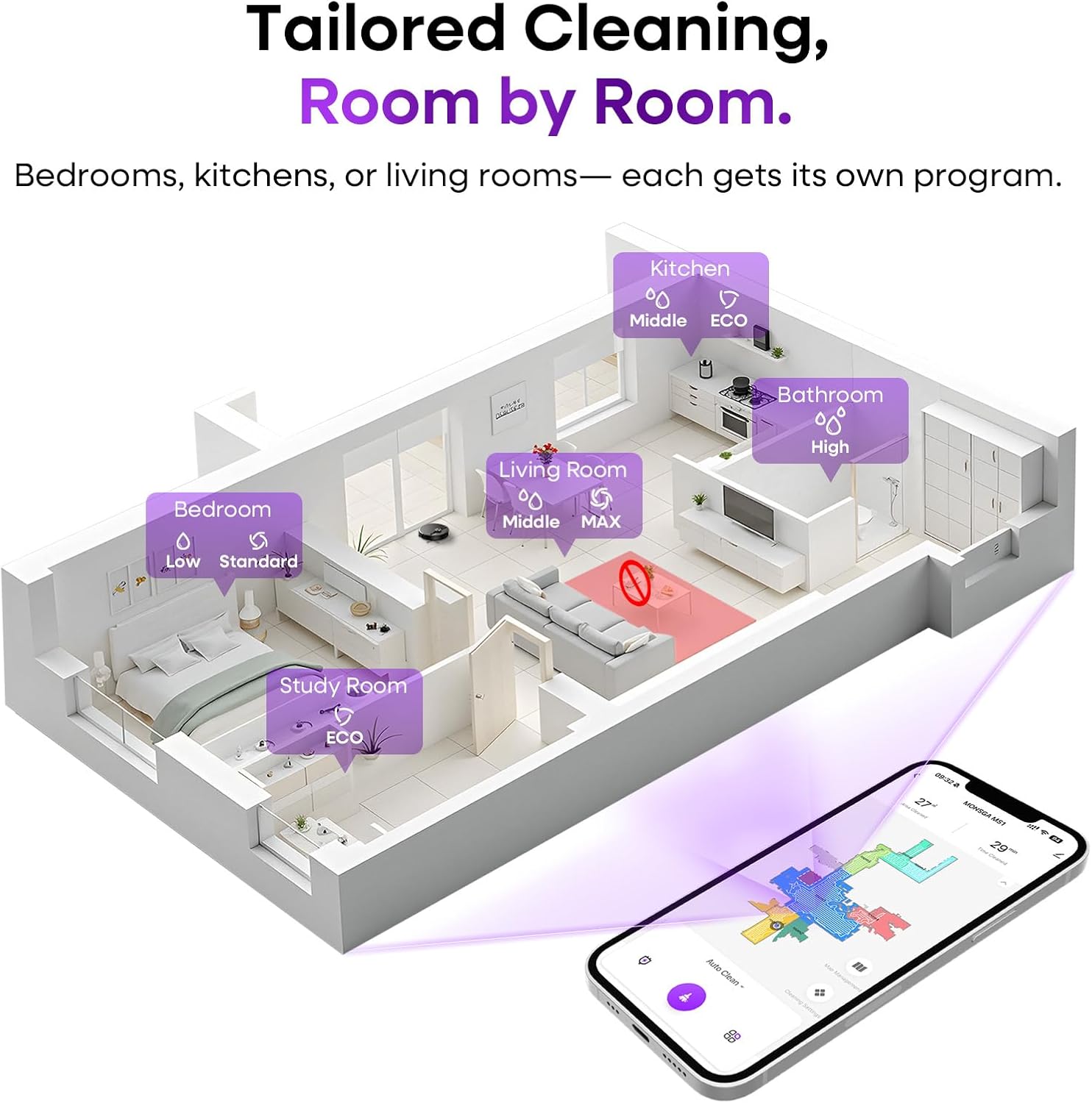 Robot Vacuum and Mop Combo, 5000Pa Robotic Vacuum with Lidar Navigation, 180Mins Runtime, Tangle-Free Robot Mop, 5 Editable Maps, App/Remote/Voice Control, Ideal for Hard Floors and Carpets
