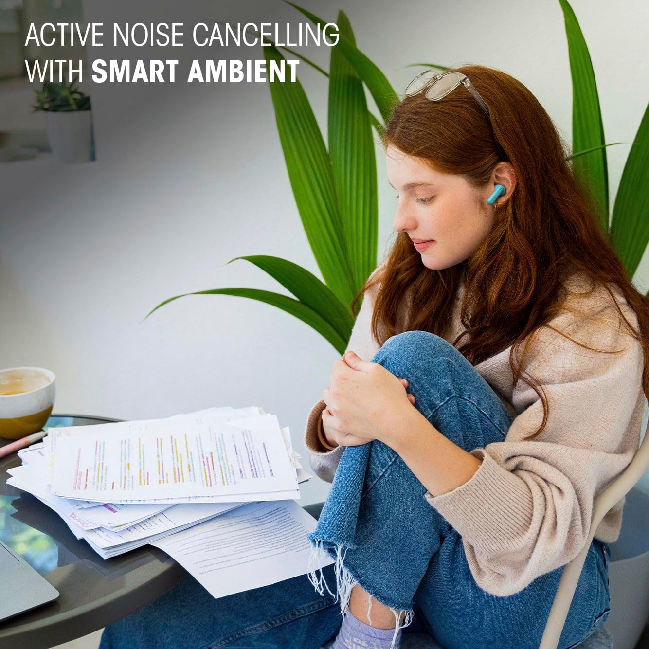 Vibe Beam 2 - True Wireless Noise Cancelling Earbuds Pure Bass Sound & Smart Ambient Technology, 4Mics for Crisp, Clear Calls, up to 40Hrs of Playback, IP54 Dust & Water Resistant (Black)